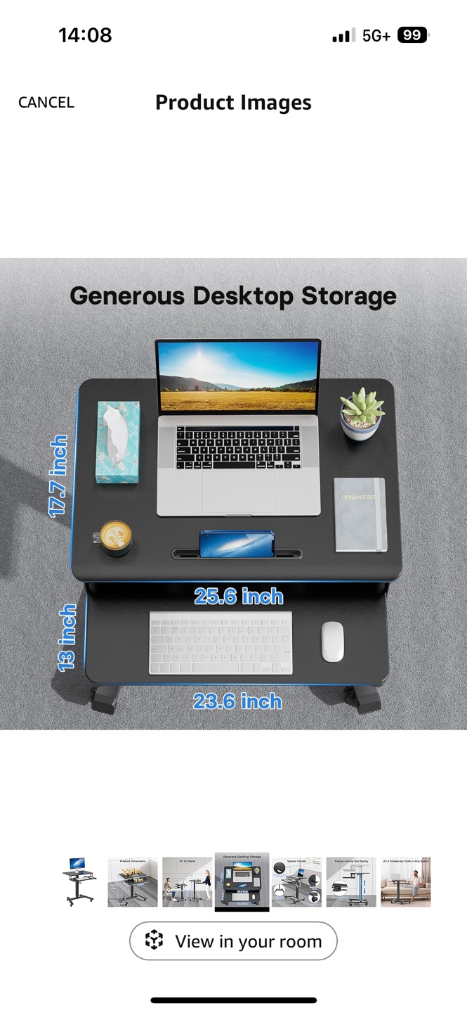 Adjustable Height Standing Desk Converter Cart - photo 4