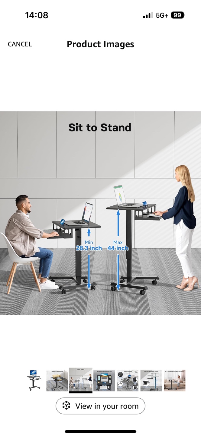 Adjustable Height Standing Desk Converter Cart - photo 3