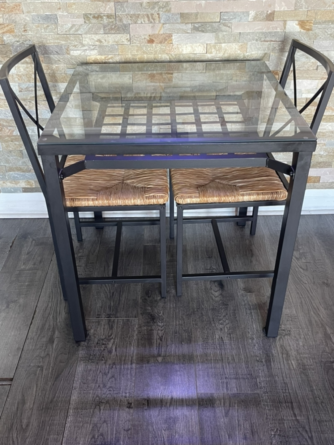 Glass-top Dining Table Set with Two Chairs