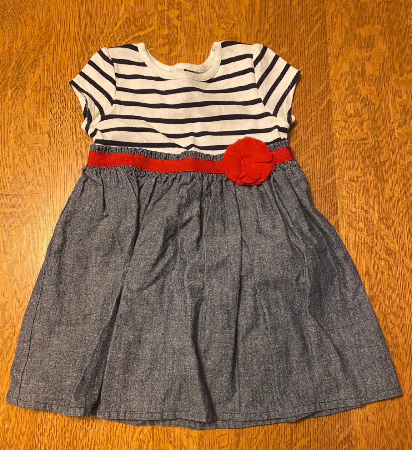 Gymboree Girls Size 2T Denim and Striped Dress thumbnail
