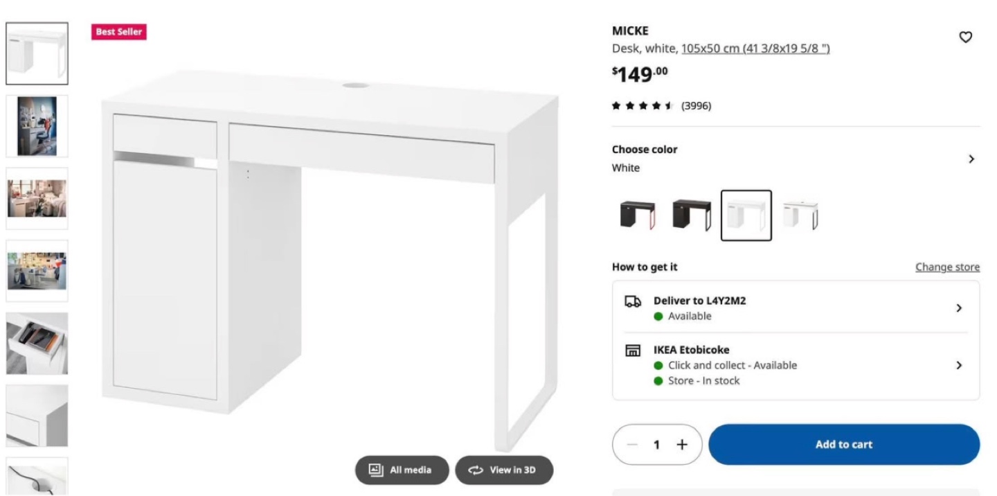 IKEA MICKE Desk - White