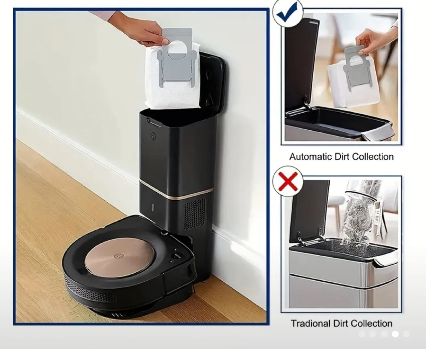 4pc Vacuum Cleaner Dust Bags Compatible with iRobot Roomba j7+ image indicator(3)