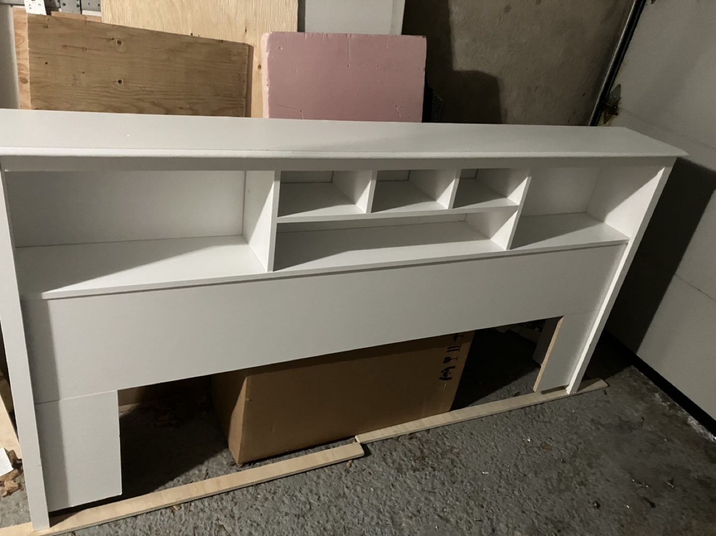 White Queen or King Headboard with Built-in Shelving