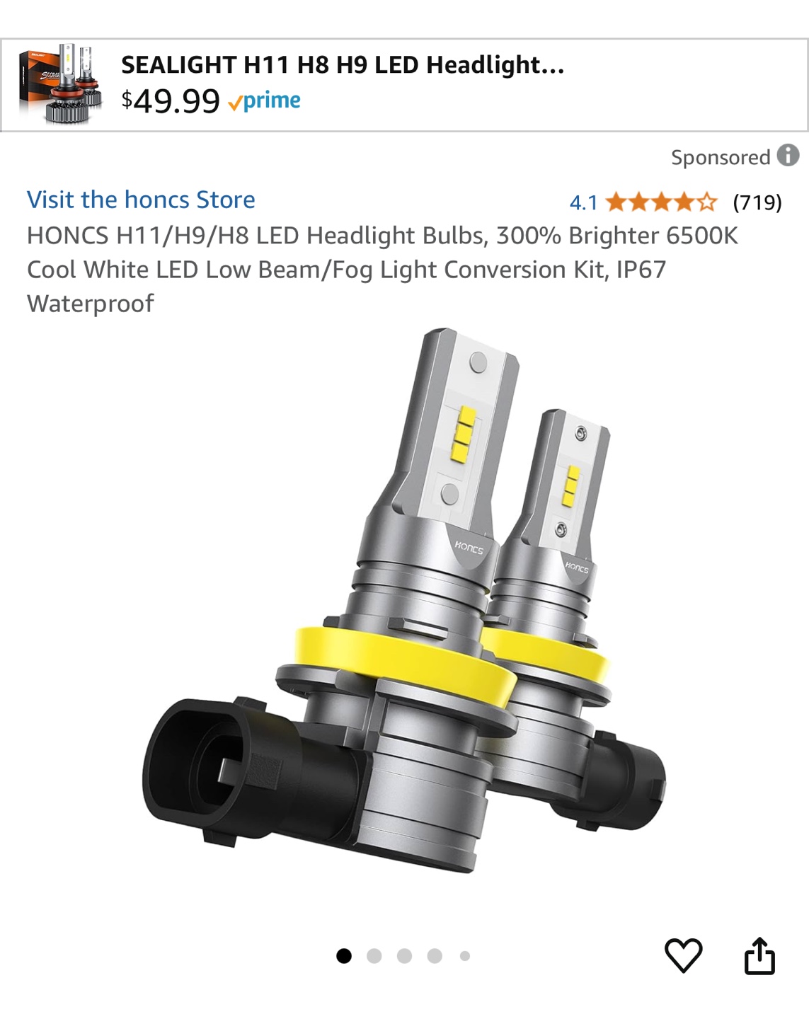 LED Headlight  Bulbs, 300% Brighter 6500K Cool White LED 9005 - photo 3