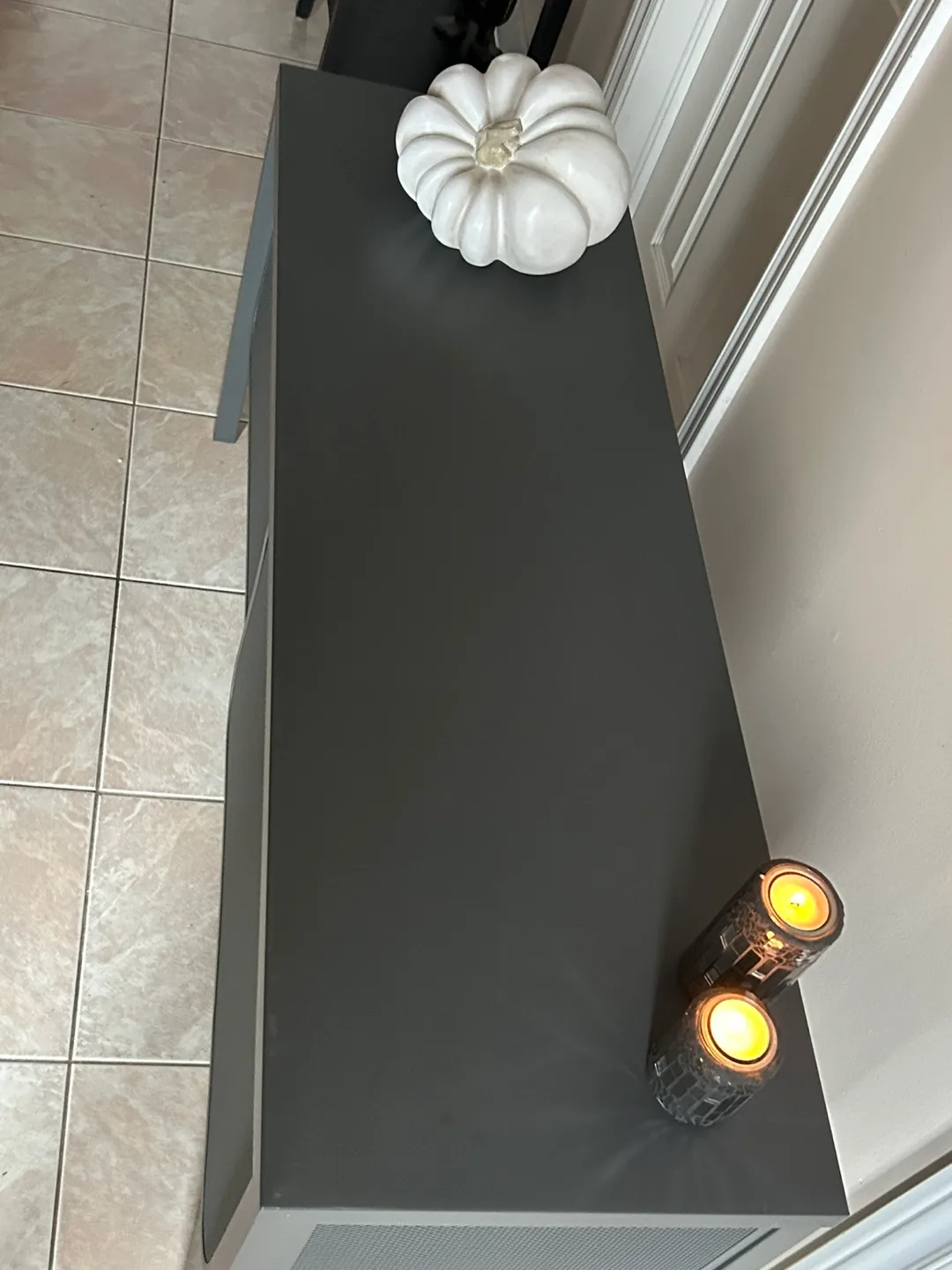 Dark Grey Metal Console Table with Mesh Shelving image indicator(4)