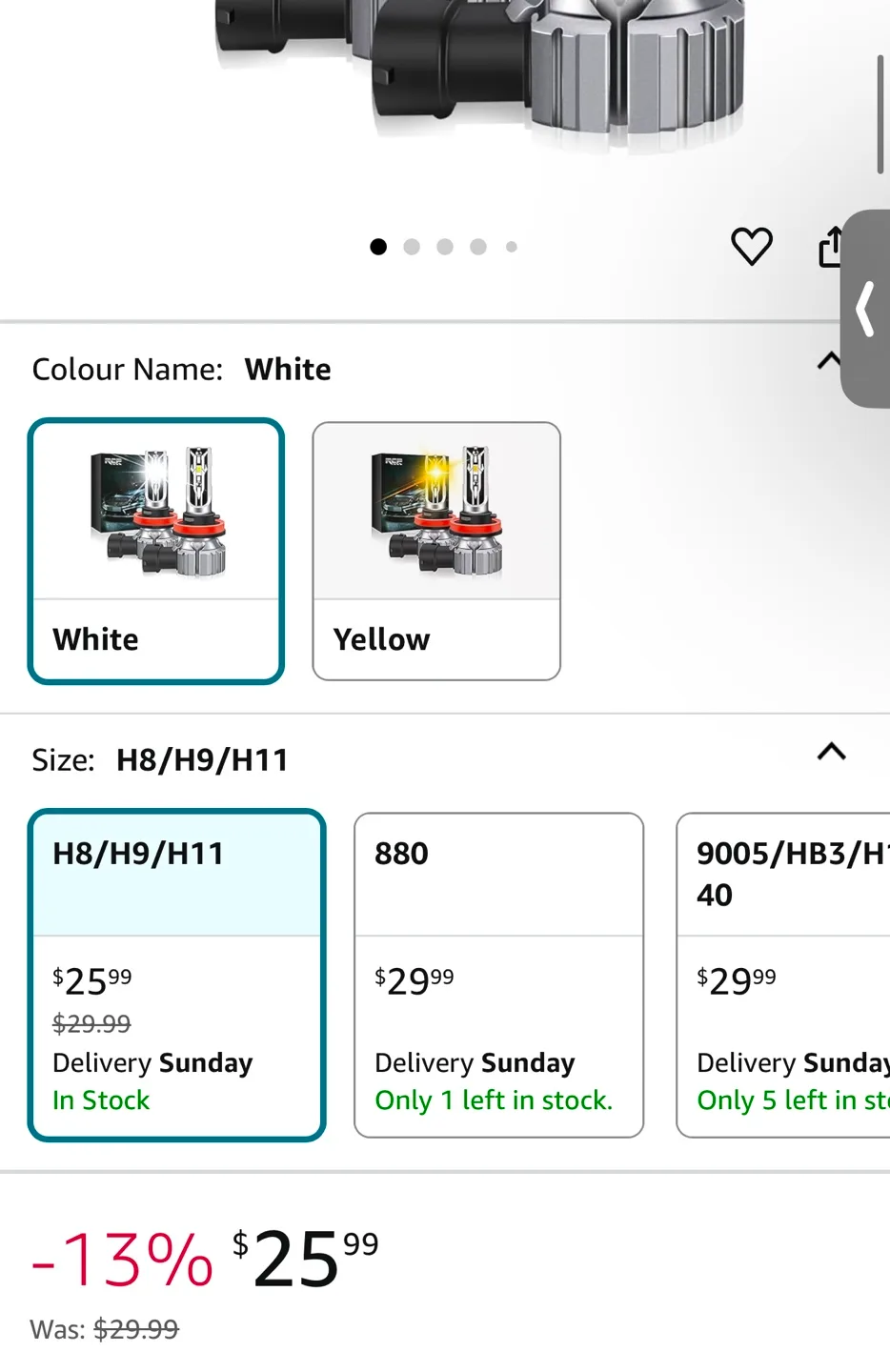 RCP H11/H8/H9 Led Fog Light Bulbs, 20W 4000LM 6000K image indicator(2)