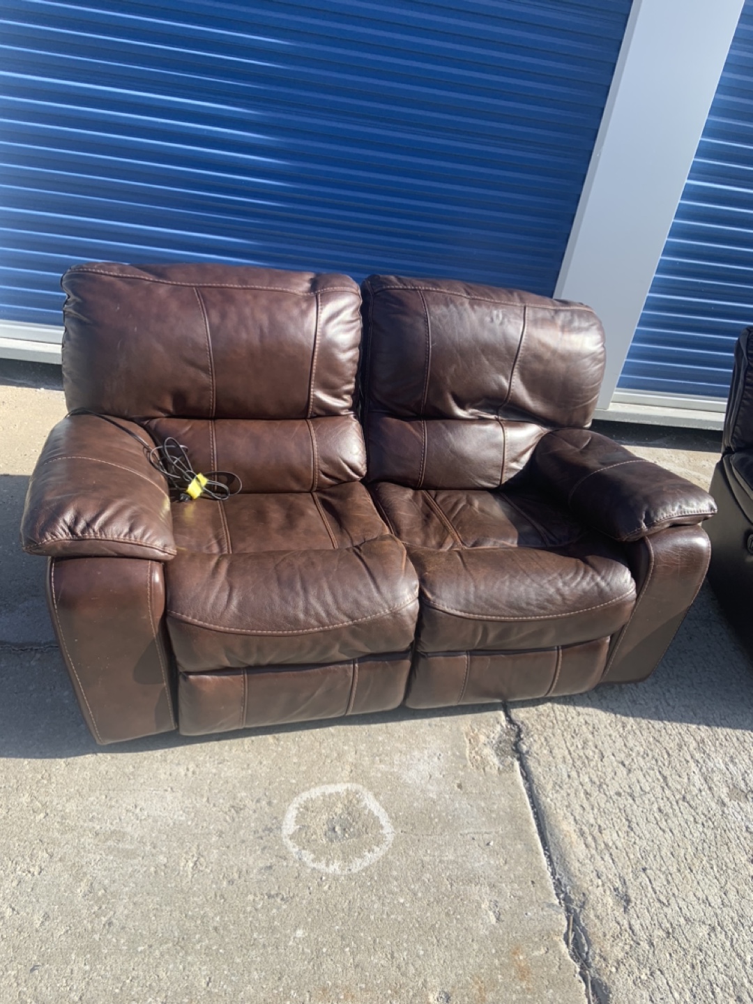 Real Brown Leather Reclining Sofa and Loveseat Set - photo 4