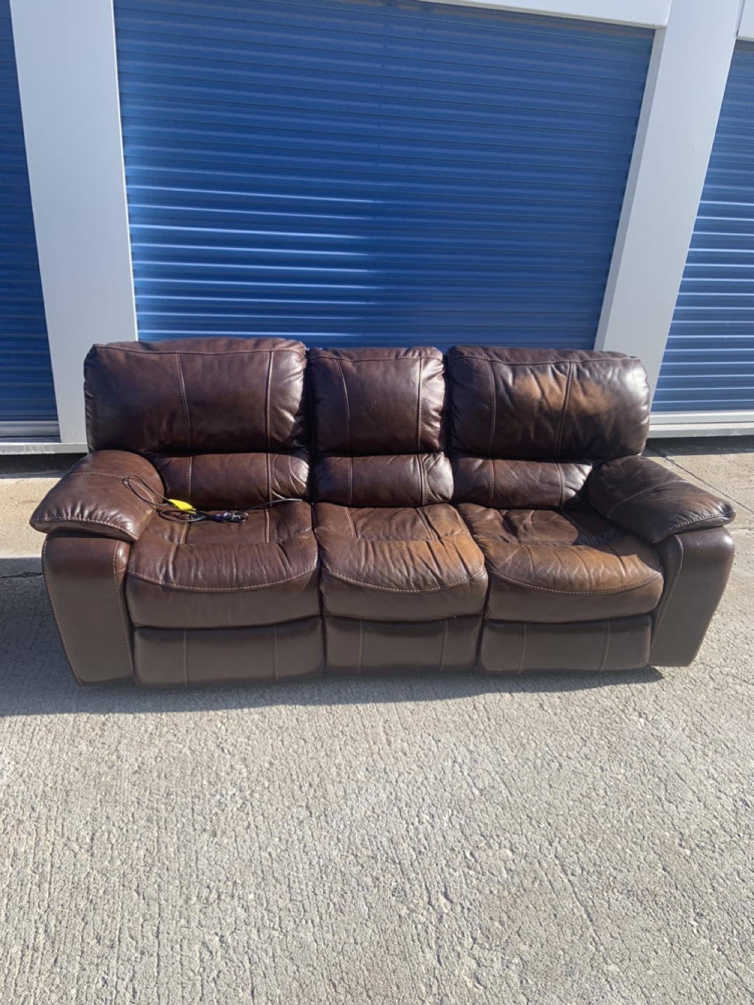 Real Brown Leather Reclining Sofa and Loveseat Set - photo 3