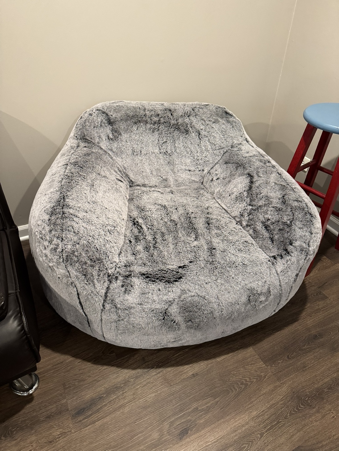 Gray Fur Bean Bag Chair