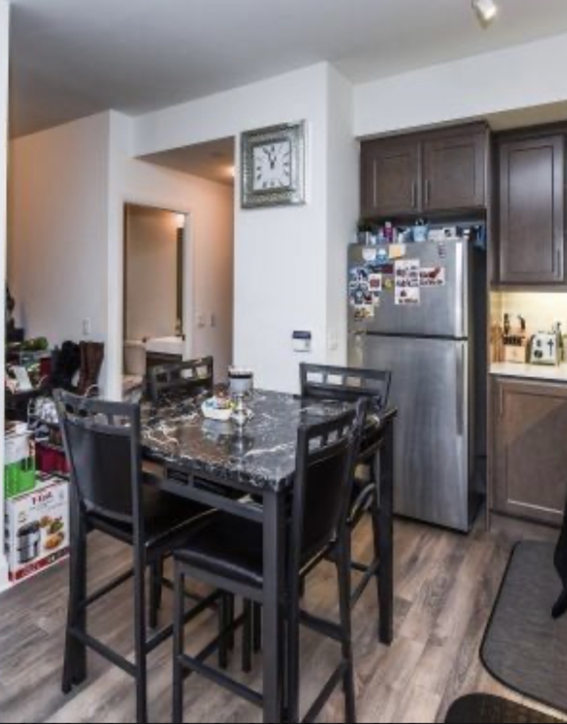 Black Kitchen Table with Four Stools