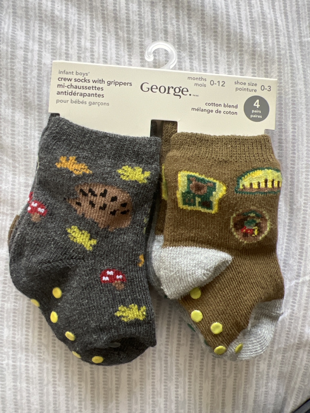 George Baby Boys' Gripper Socks - 4 Pairs