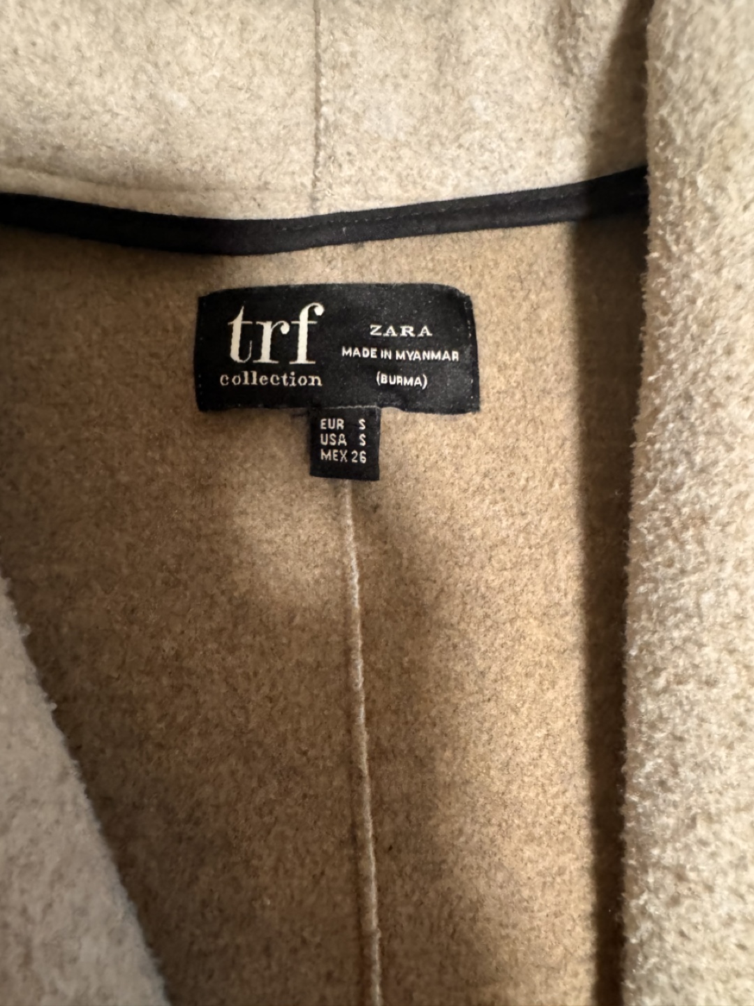 Zara TRF Collection Grey Coat Size Small