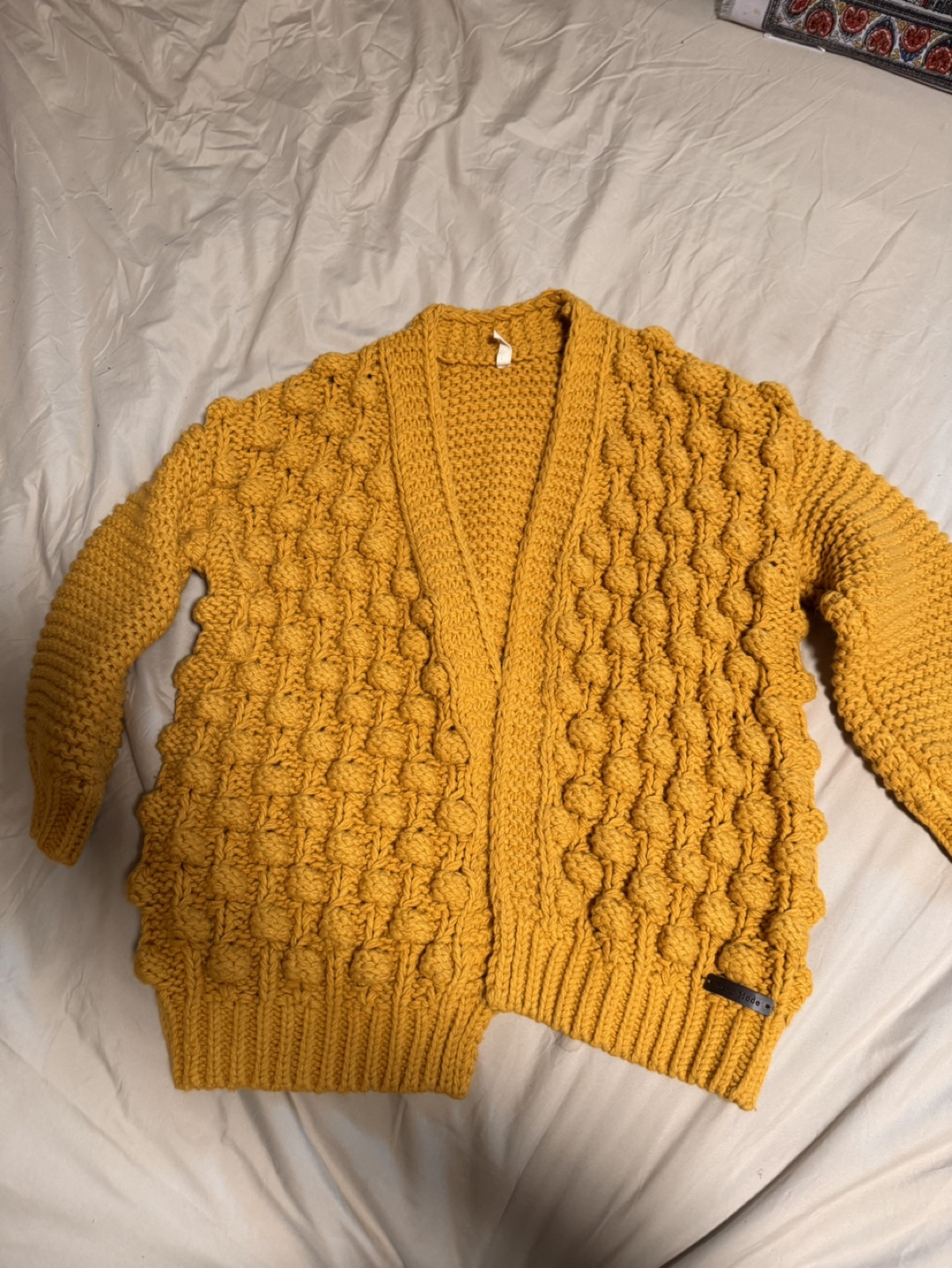 Mustard Yellow Bobble Knit Cardigan - photo 2