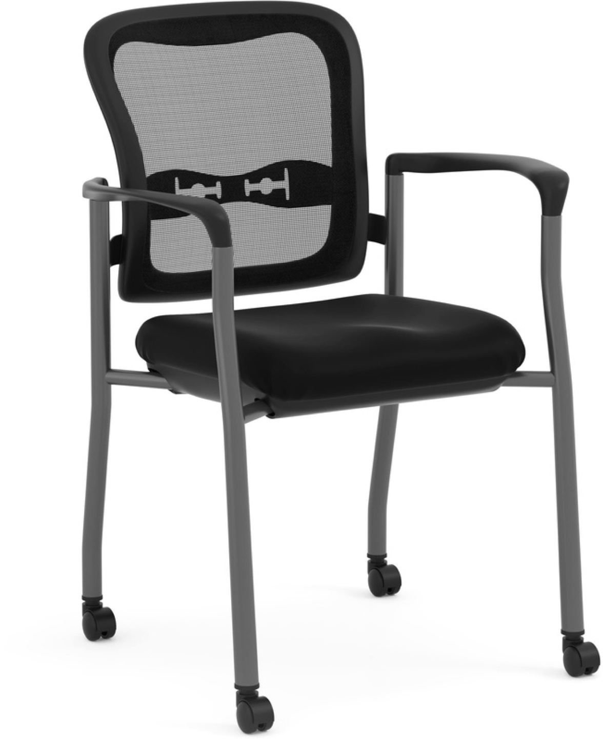 Black Mesh Office Chair with Arms and Wheels - photo 2