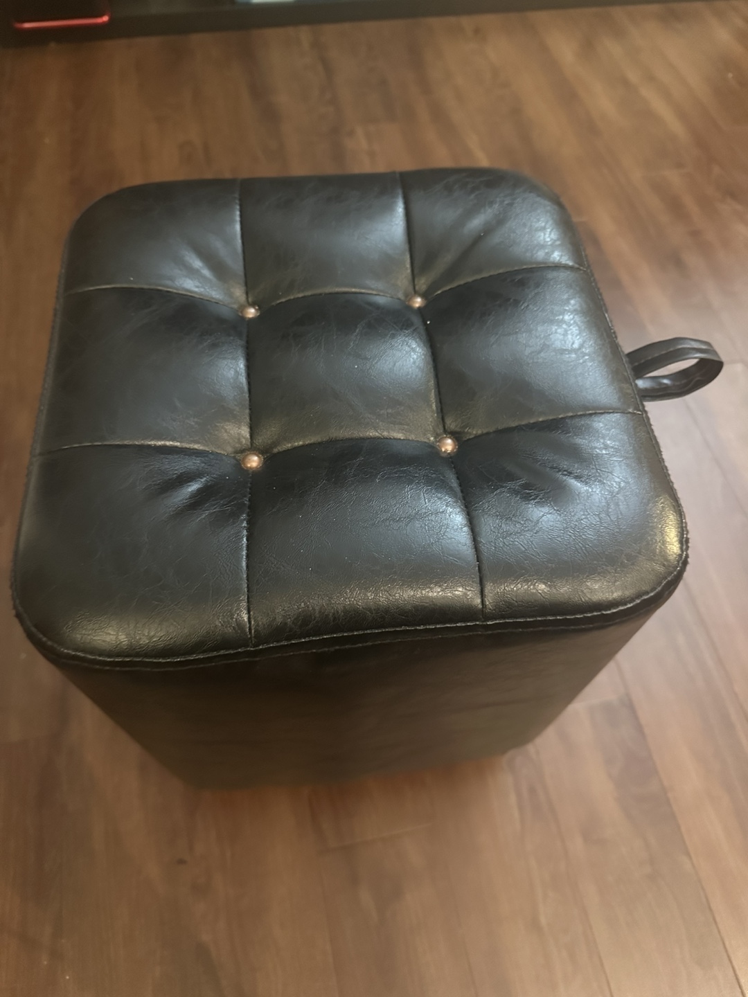 Pair of Black Leatherette Ottomans