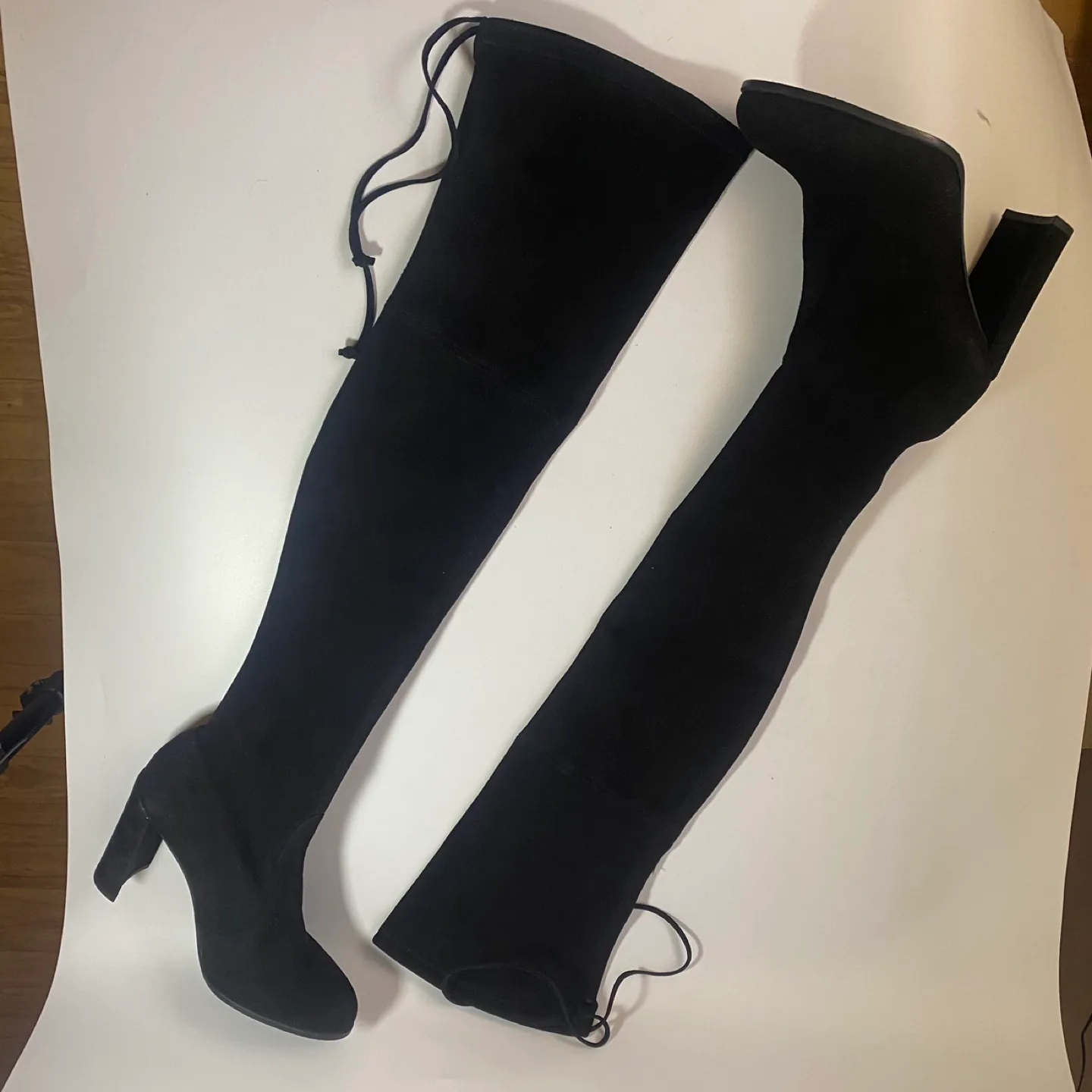 Stuart Weitzman Black Over-the-Knee Suede Boots thumbnail