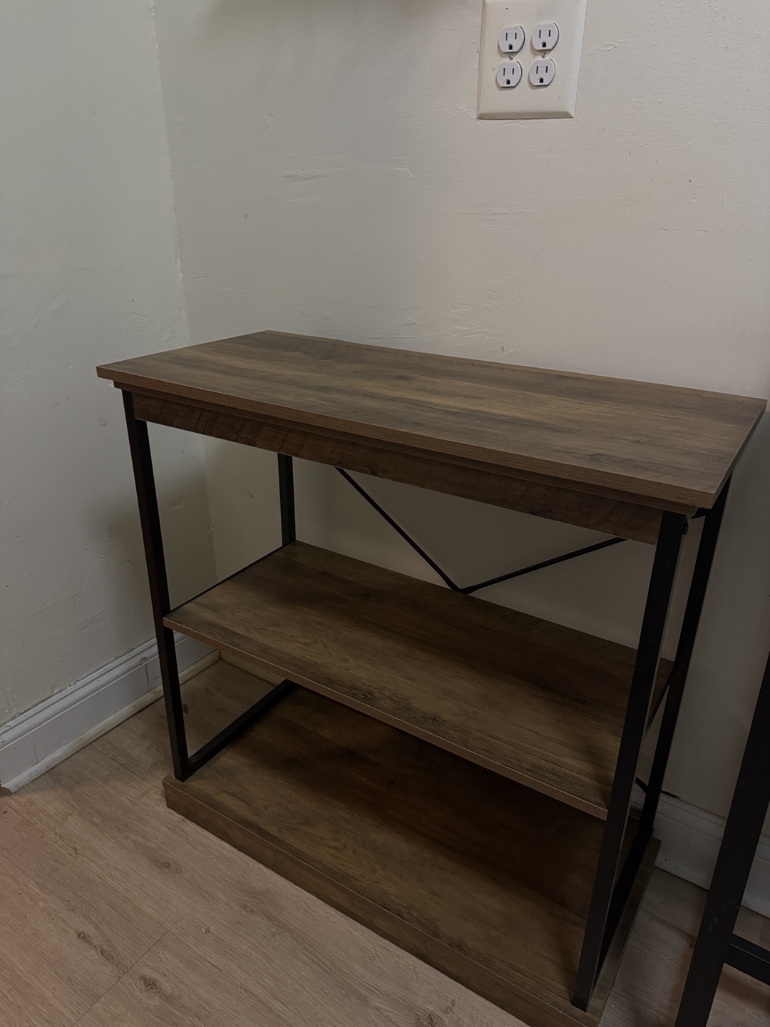 Rustic 3-Tier Wood and Metal Shelf - photo 2