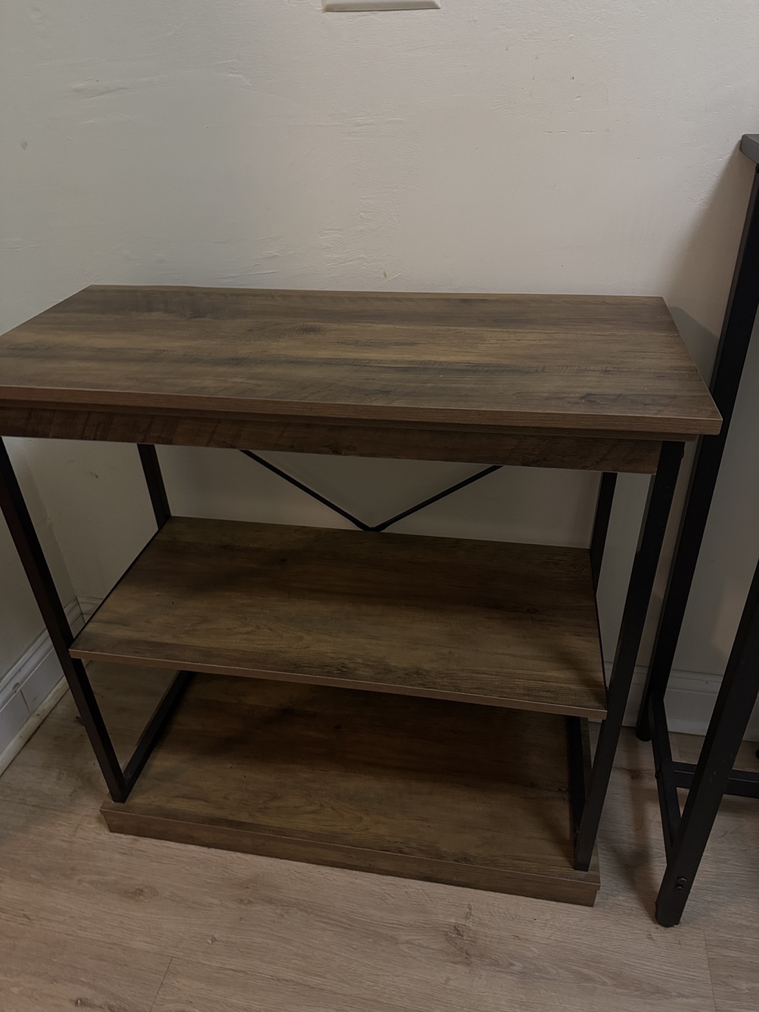 Rustic 3-Tier Wood and Metal Shelf