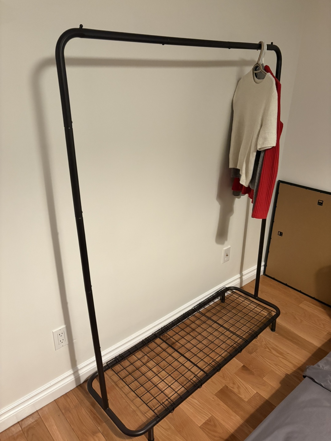 Black Metal Clothing Rack with Shoe Shelf - photo 2
