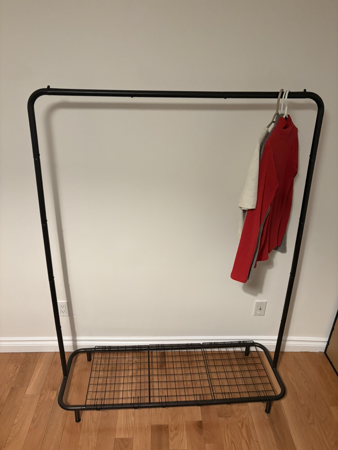 Black Metal Clothing Rack with Shoe Shelf