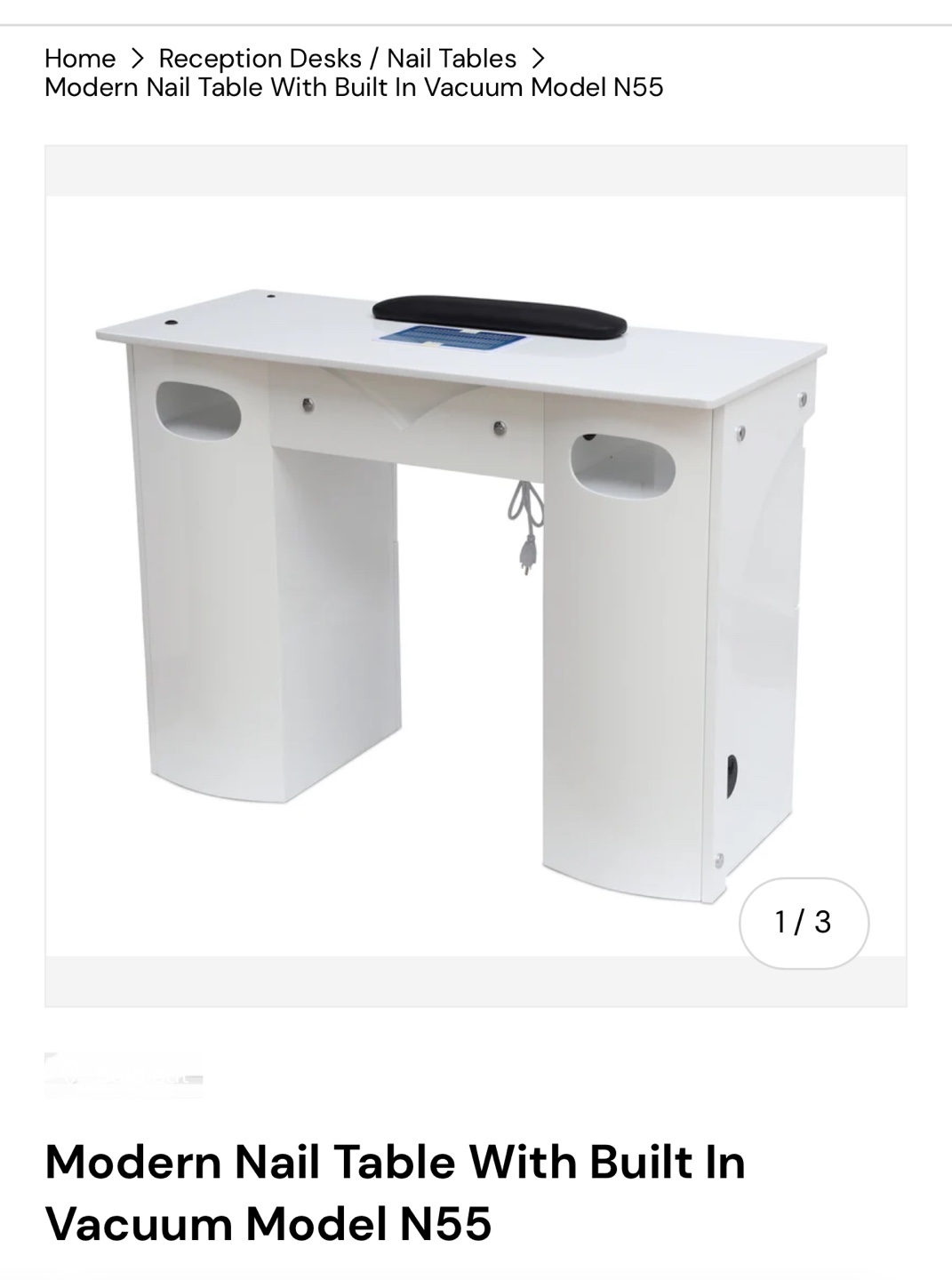 Modern Nail Table with Built-in Vacuum - Model N55