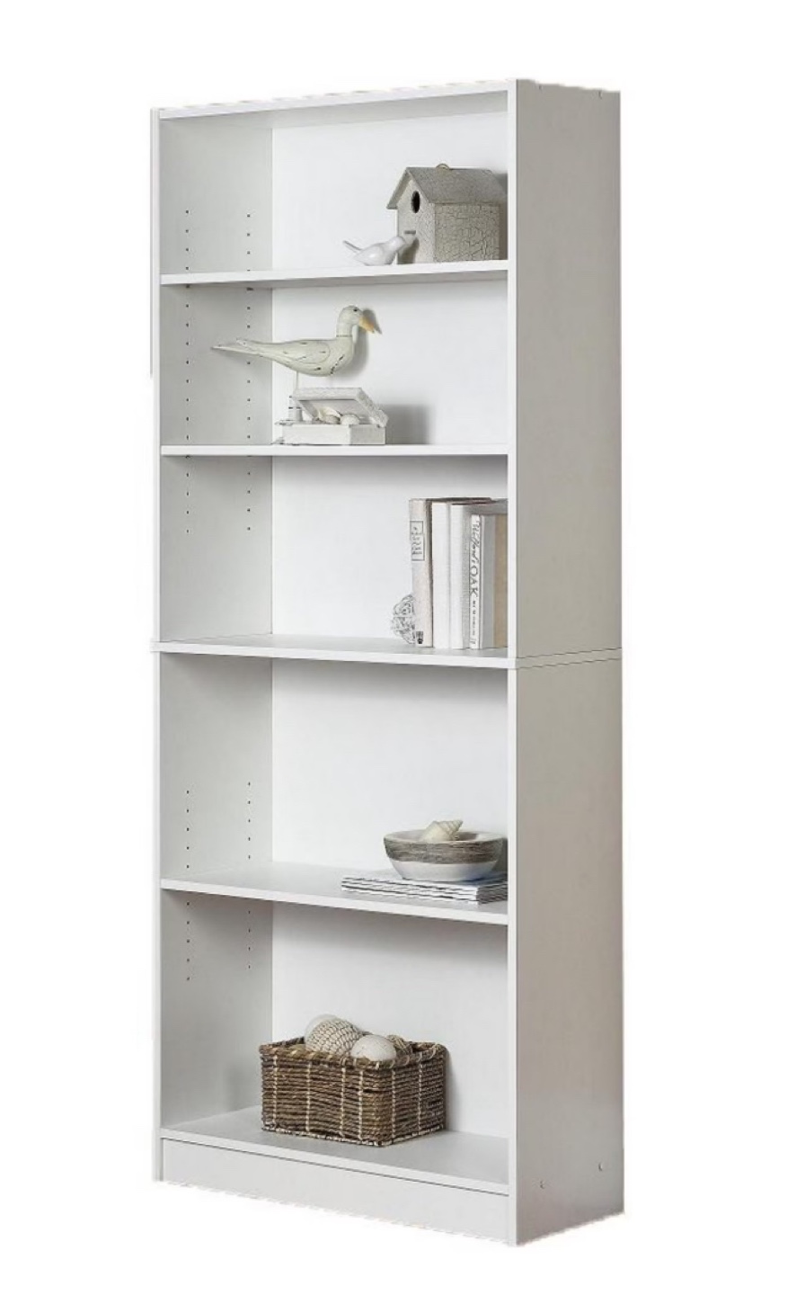 White 5-Shelf Bookcase
