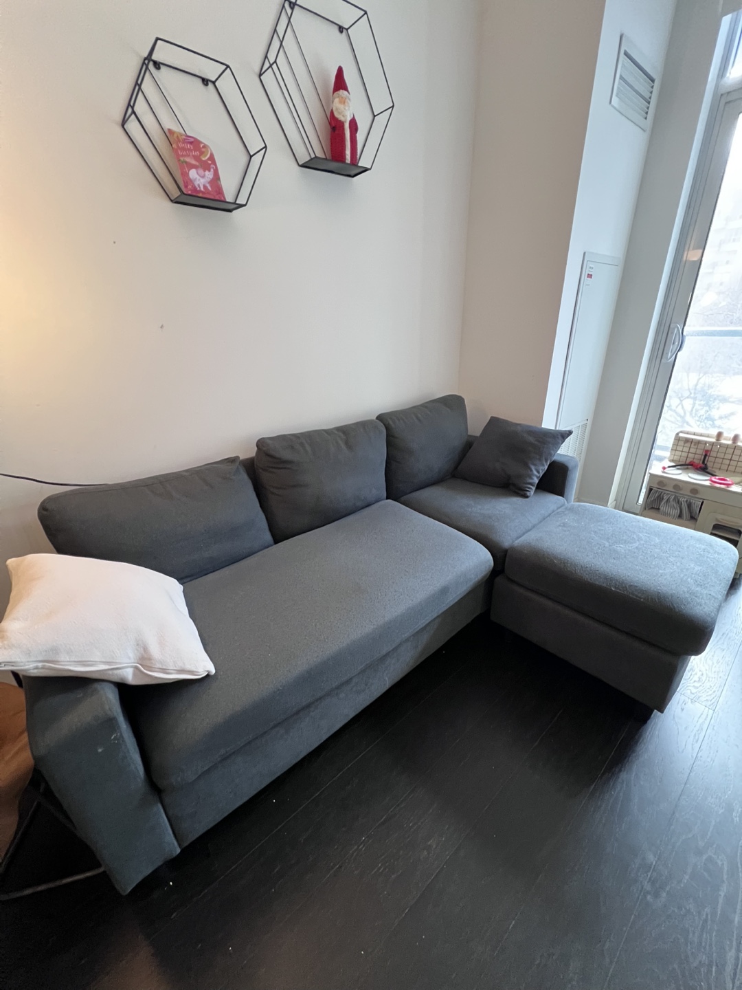 3 Seat Dark Grey Sectional Sofa
