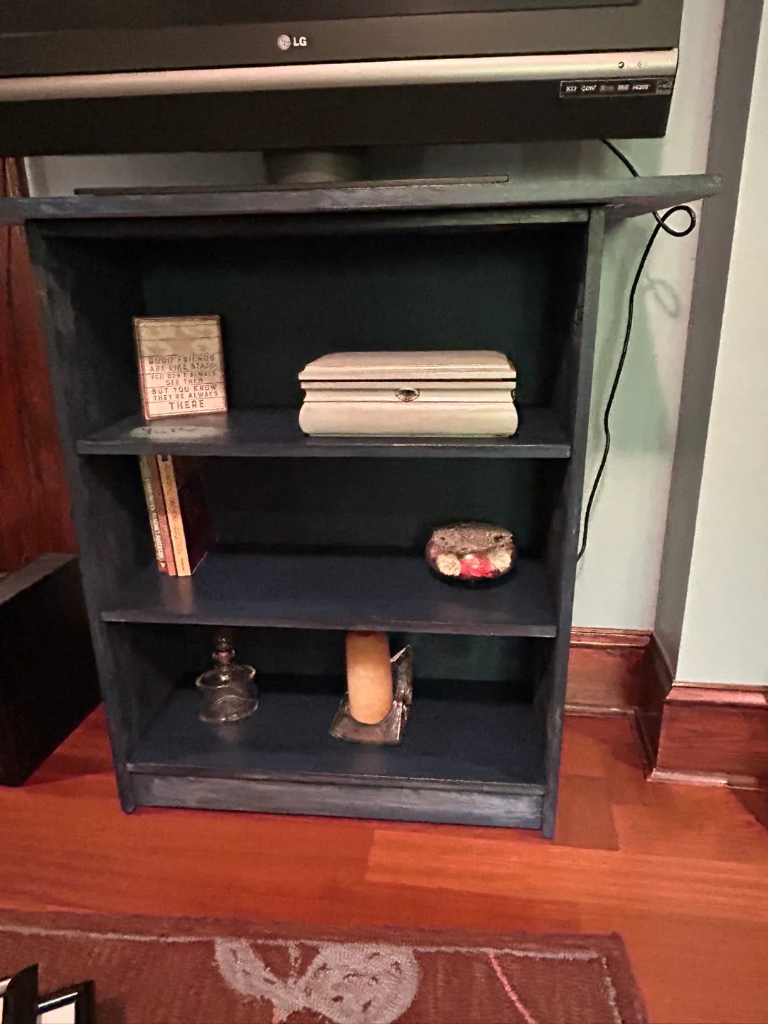 Distressed Blue Book Shelf/Media Console image indicator(4)