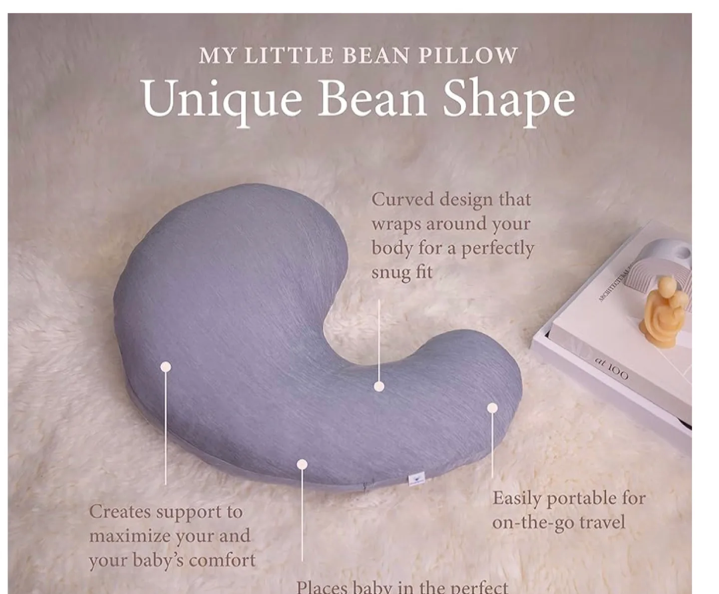 Pharmedoc My Little Bean Nursing Pillow - Dark Grey image indicator(3)