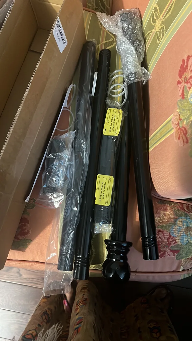 New in Box Black curtain rods Kit have many aizes image indicator(2)