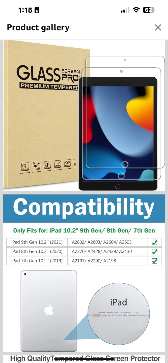 Tempered glass protectors for iPad 1 pack image indicator(2)