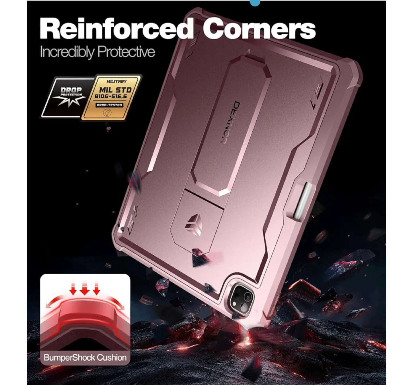 Rose Gold DEXNOR iPad Case with Built-in Kickstand image indicator(6)