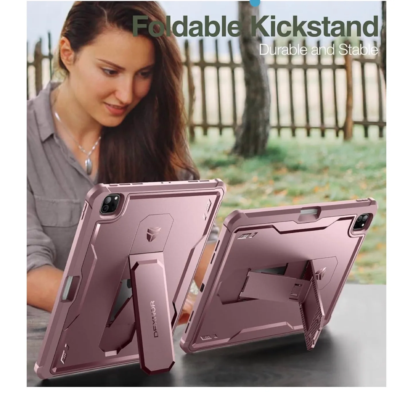 Rose Gold DEXNOR iPad Case with Built-in Kickstand image indicator(8)