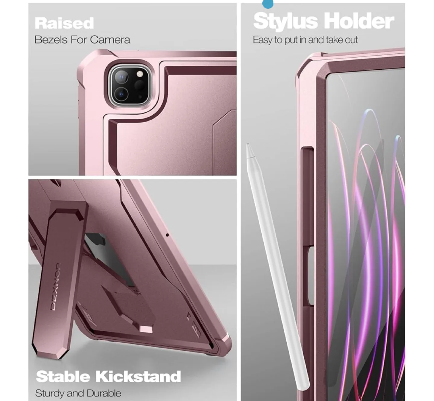 Rose Gold DEXNOR iPad Case with Built-in Kickstand image indicator(9)