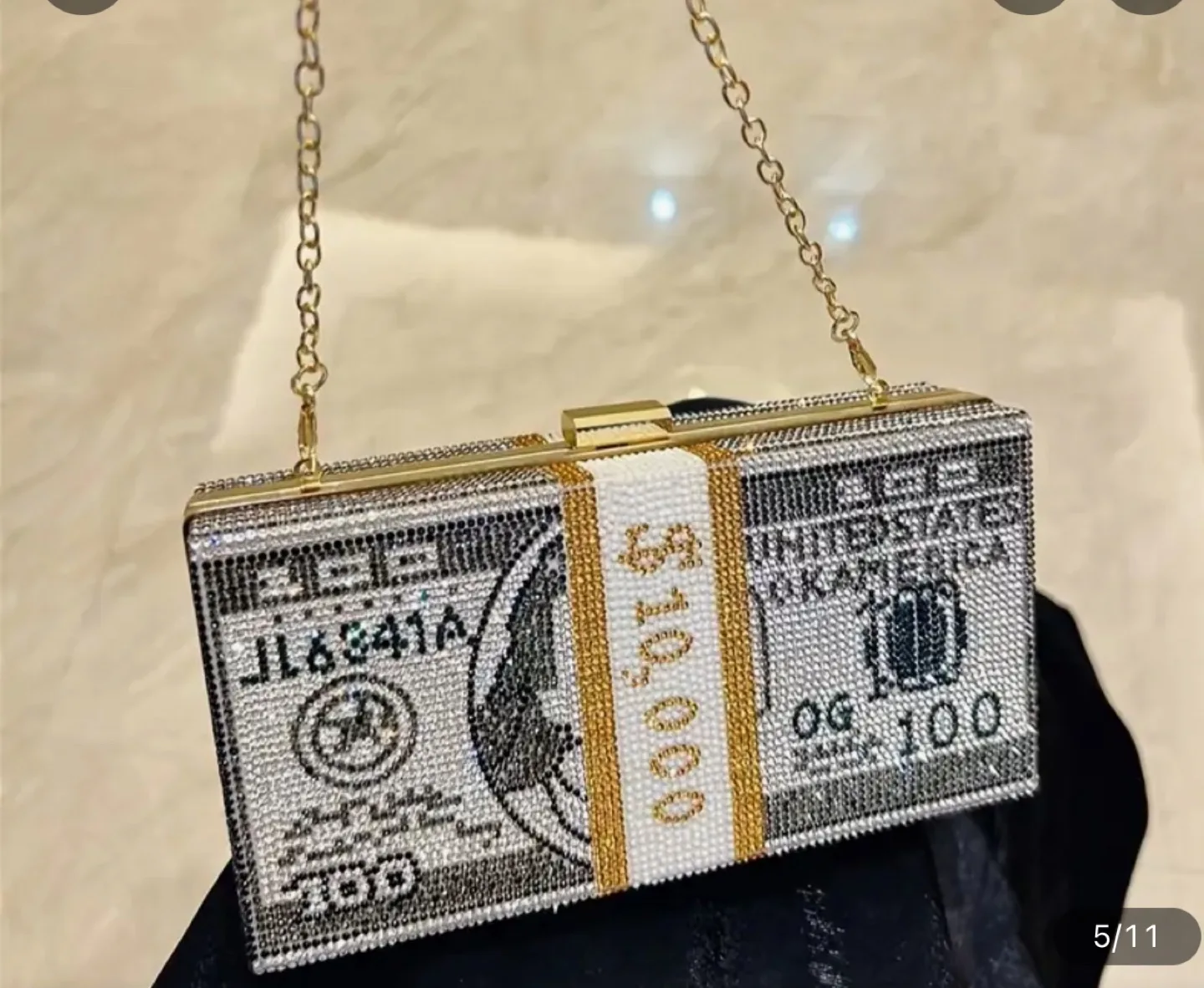 Rhinestone-Encrusted Money Stack Clutch image indicator(3)