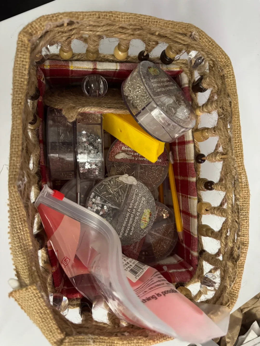 Random Craft Supply Basket - Beads, Sequins, and More! thumbnail