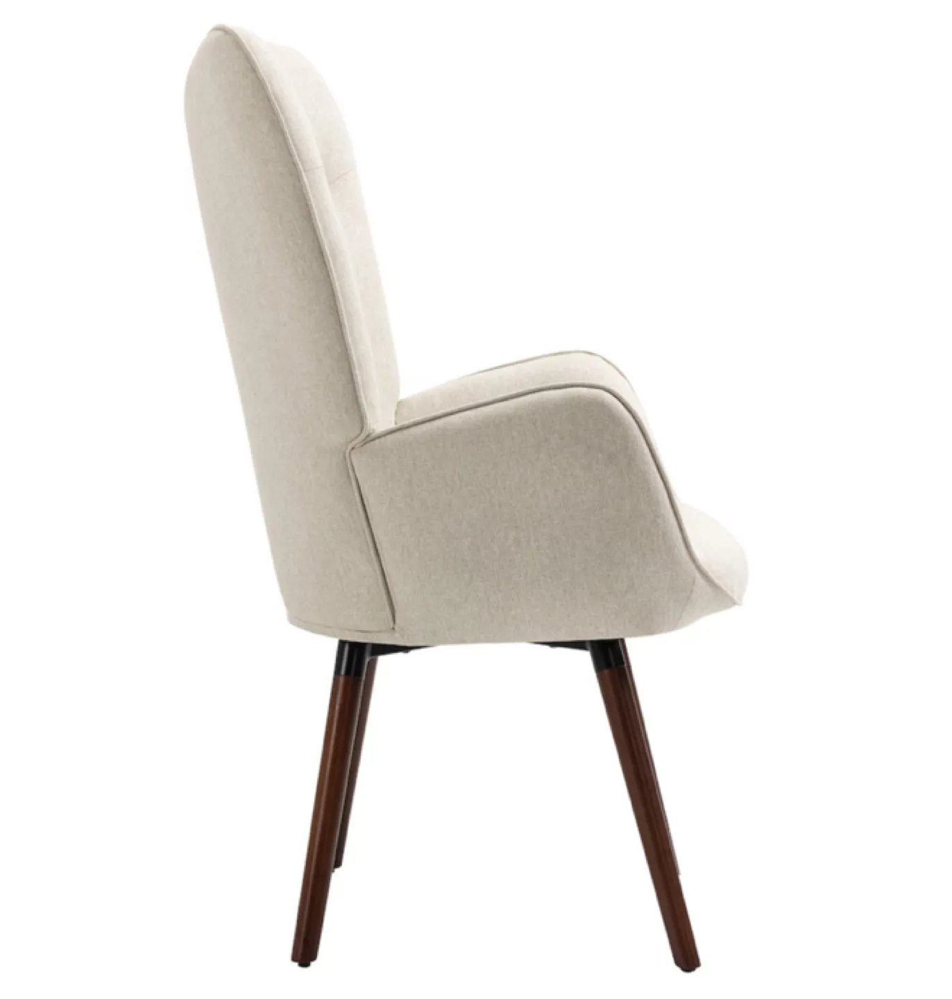 Beige Fabric Upholstered Tufted Armrest Wingback Arm Chair image indicator(2)