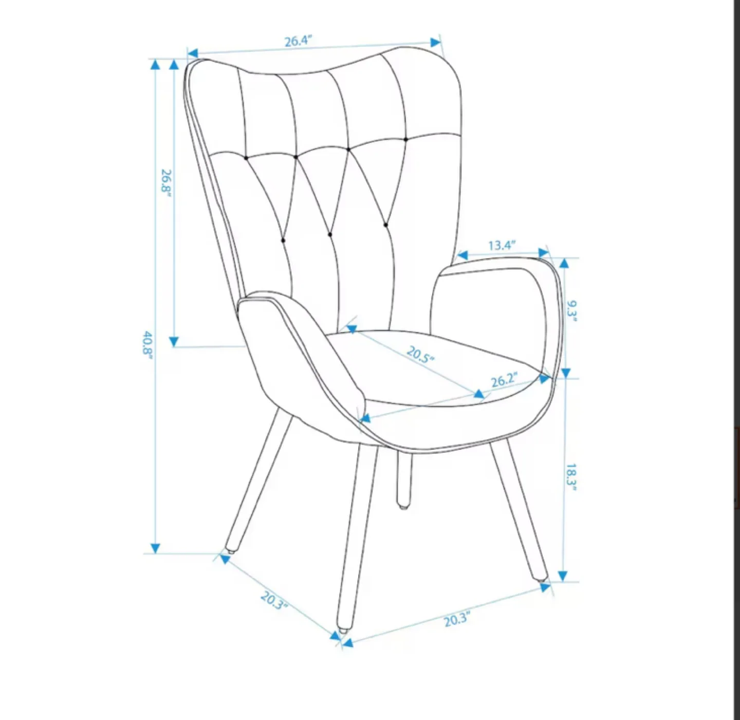 Beige Fabric Upholstered Tufted Armrest Wingback Arm Chair image indicator(3)