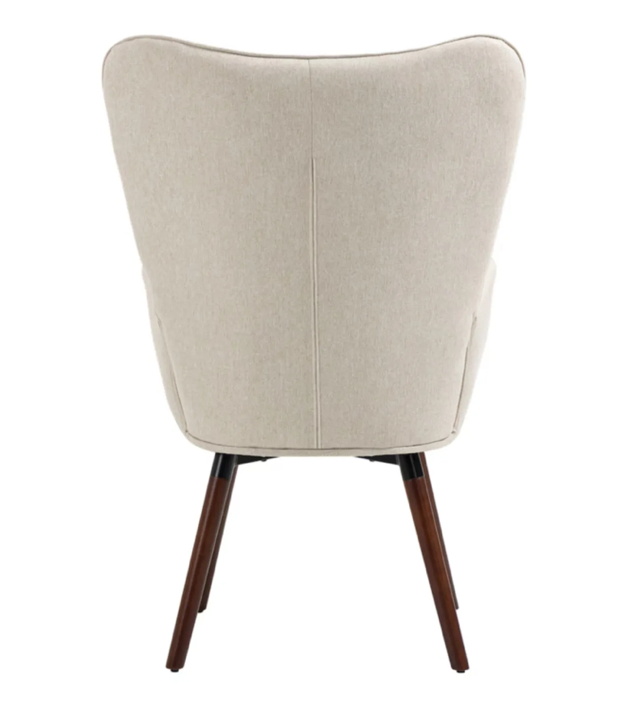 Beige Fabric Upholstered Tufted Armrest Wingback Arm Chair image indicator(4)