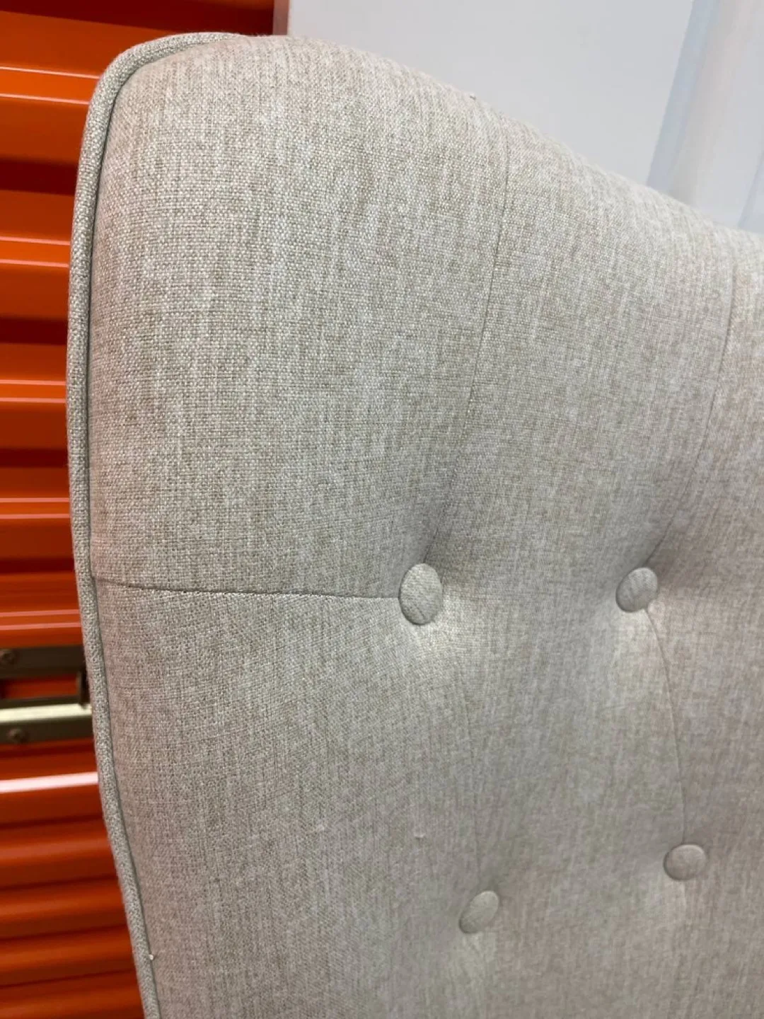 Beige Fabric Upholstered Tufted Armrest Wingback Arm Chair image indicator(5)