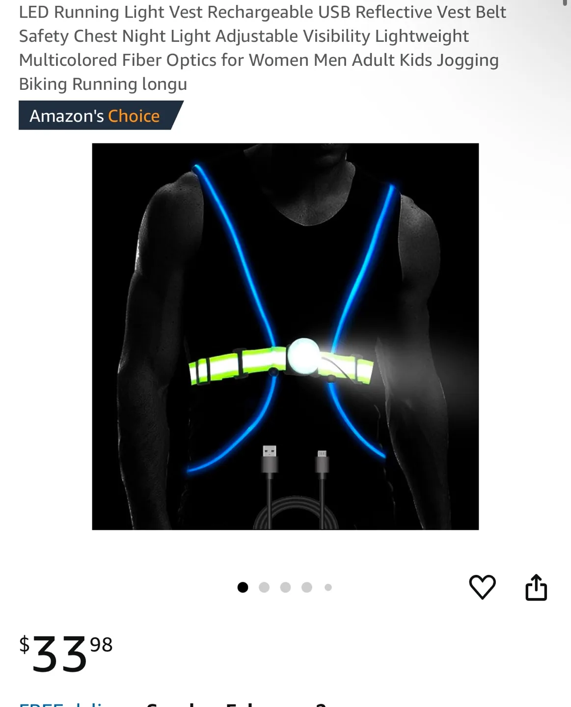 LED Running Light Vest Rechargeable USB Reflective Vest image indicator(2)