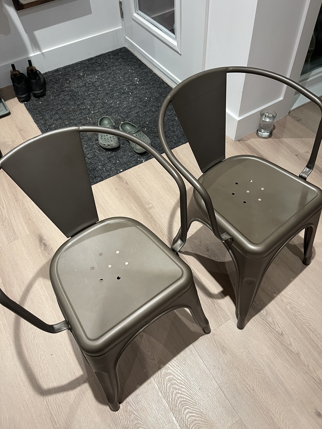Pair of Metal Armchairs - Dark Olive Green - photo 2