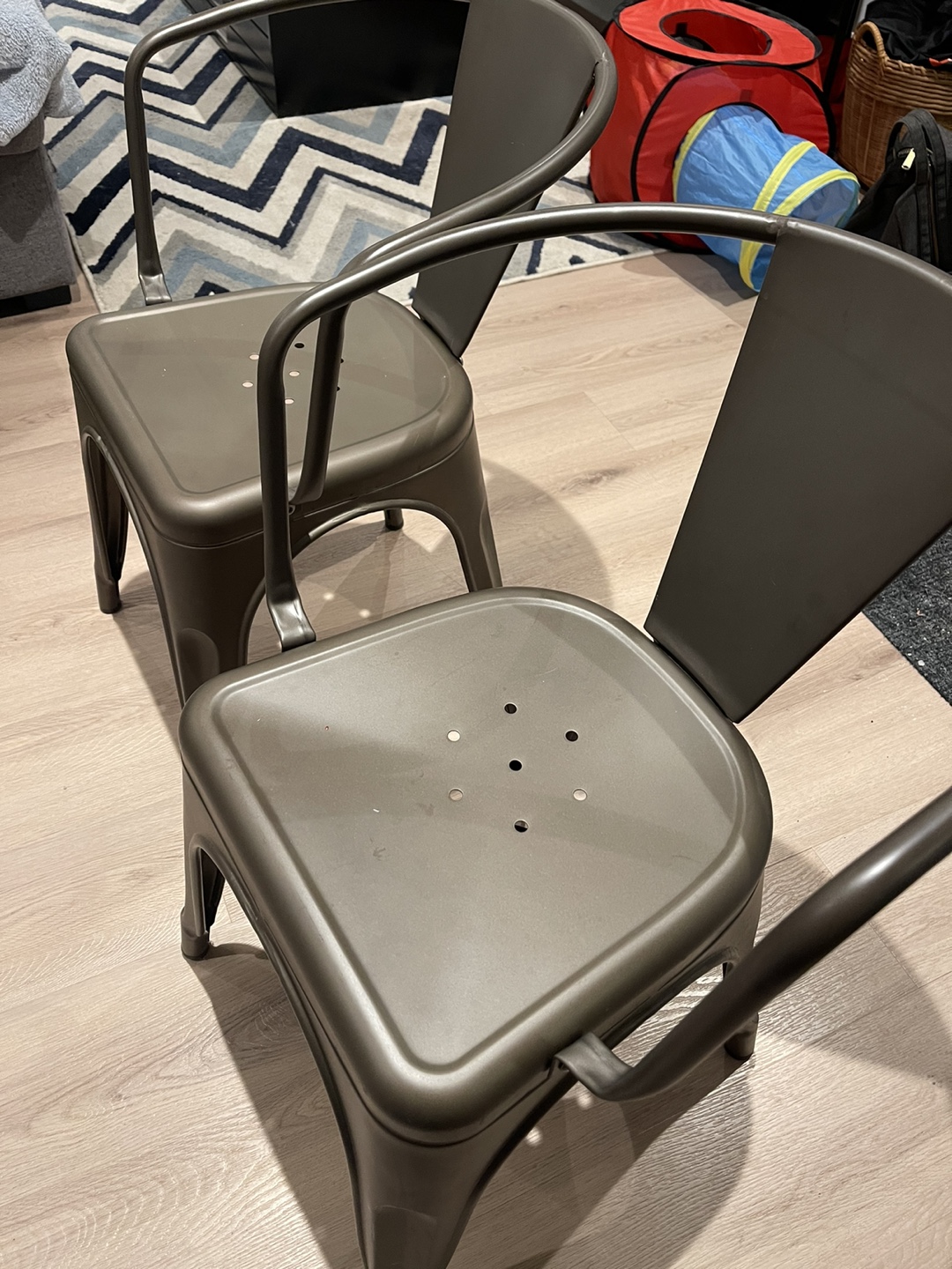 Pair of Metal Armchairs - Dark Olive Green
