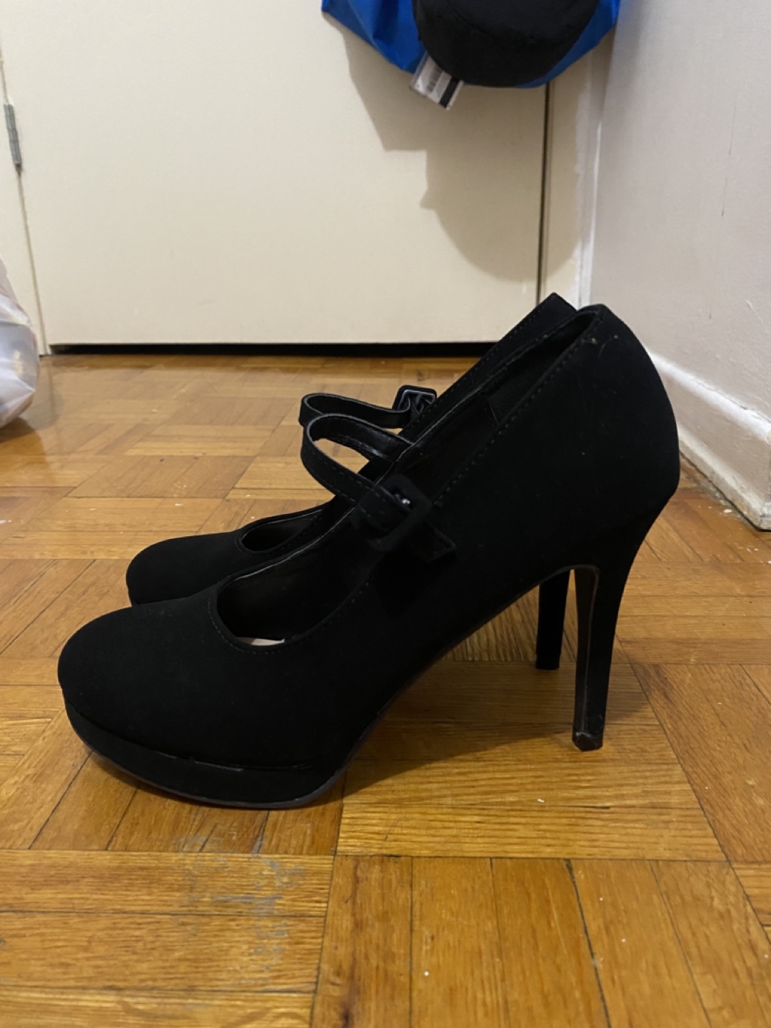 Black Suede Mary Jane Heels - photo 3