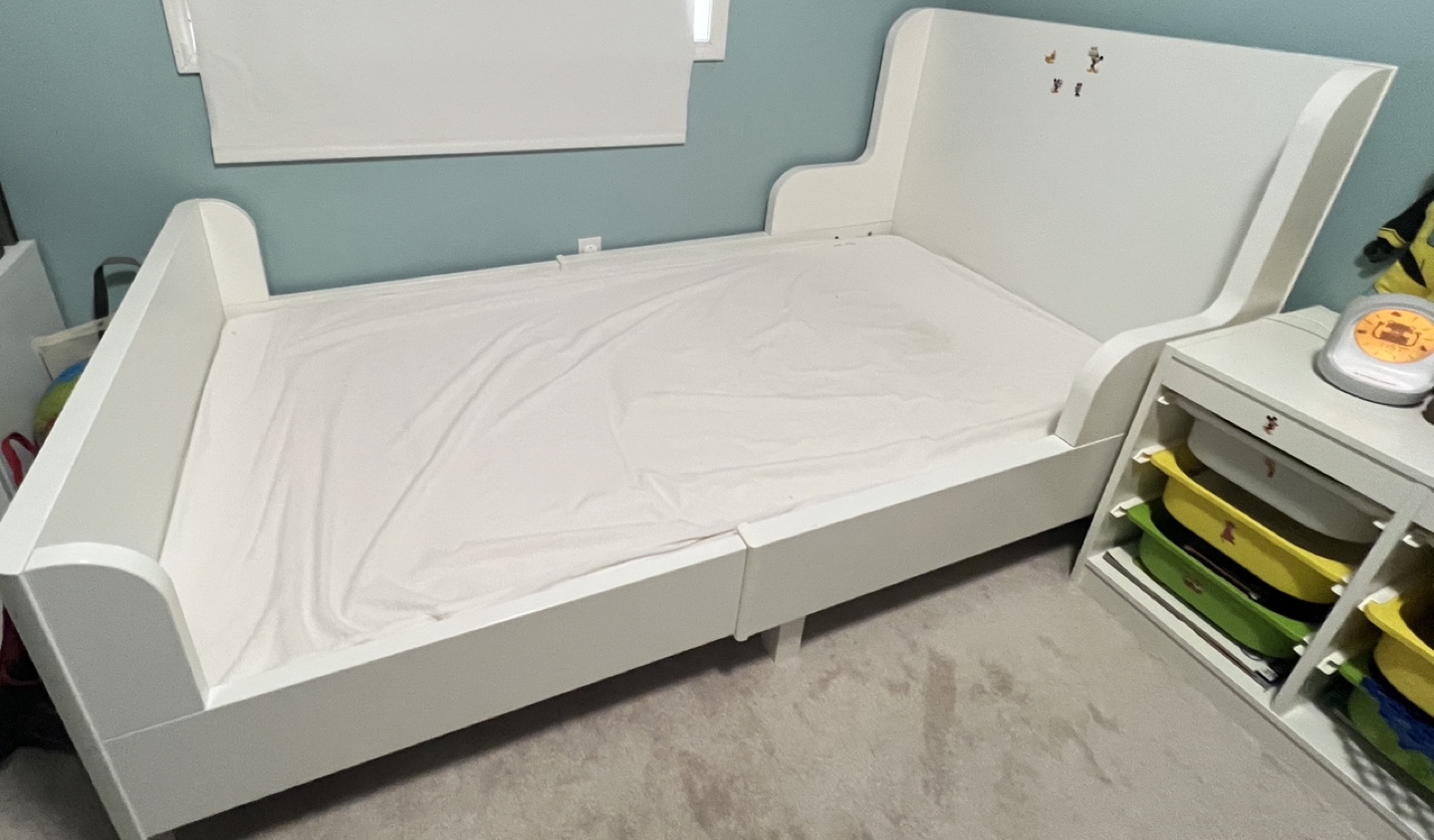 White Toddler Bed with Headboard and with mattress - photo 2