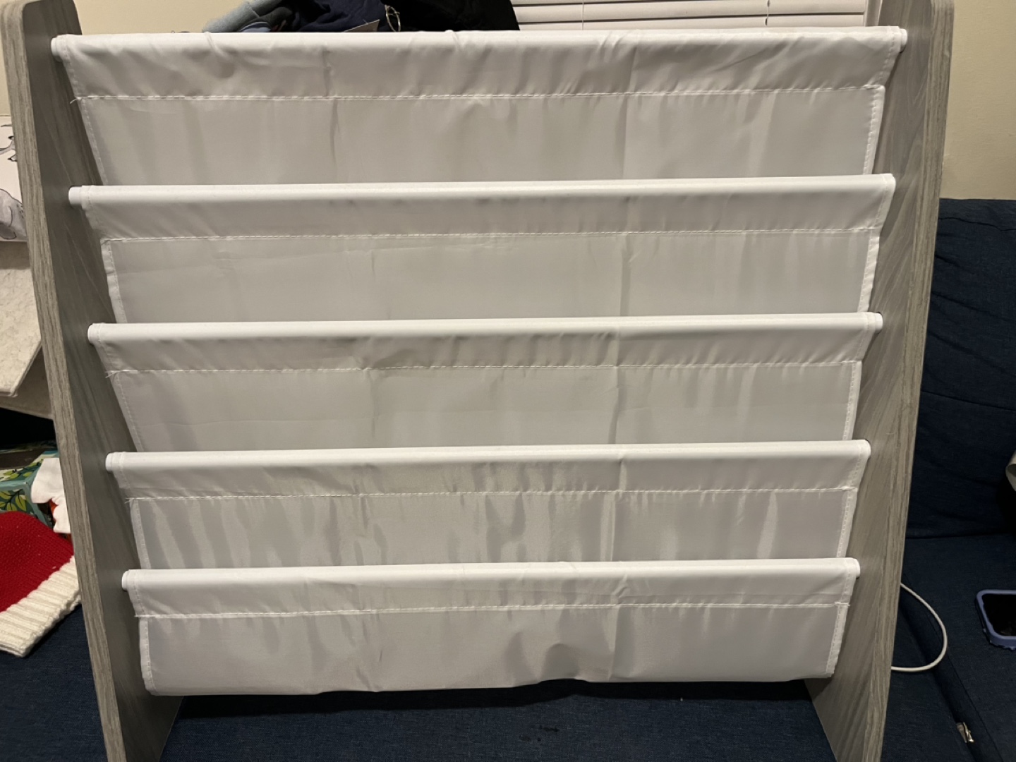 Grey/White Kids Book Rack - 4 Tier Organizer