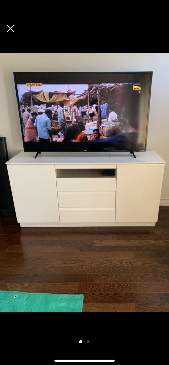 Television & high end White TV Stand with Drawers