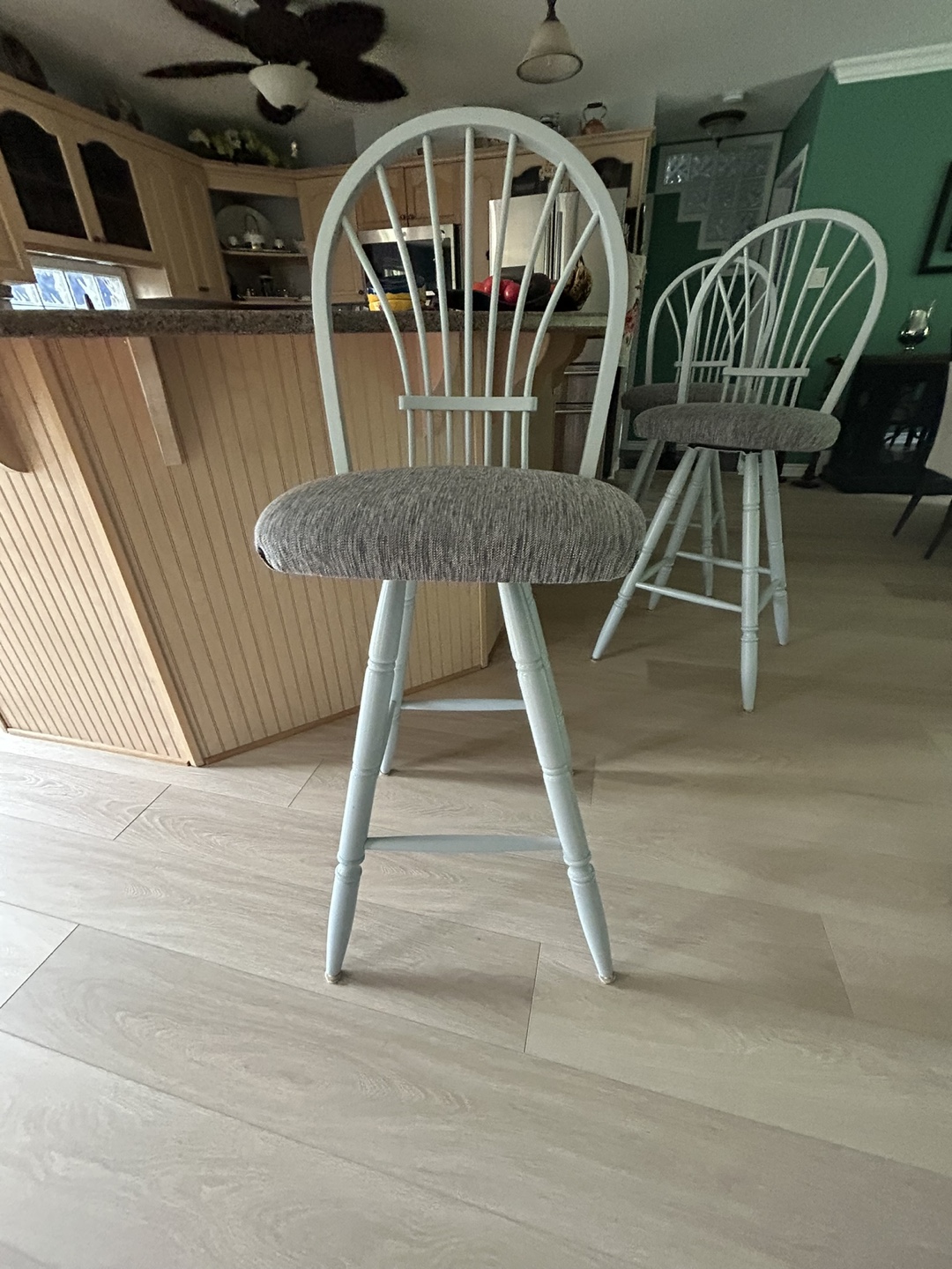 Set of Three Refinished Kitchen Stools - photo 3