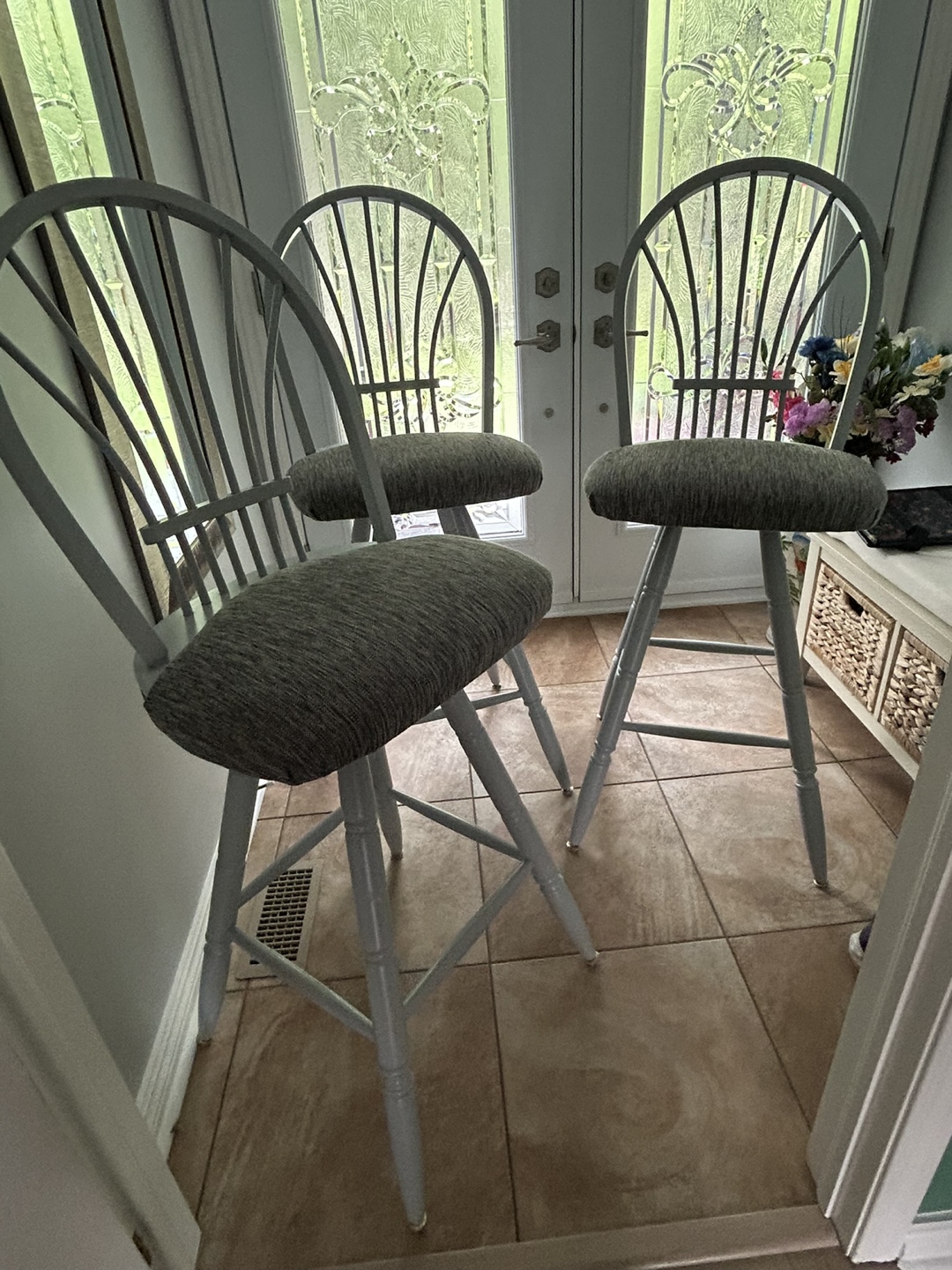 Set of Three Refinished Kitchen Stools - photo 2