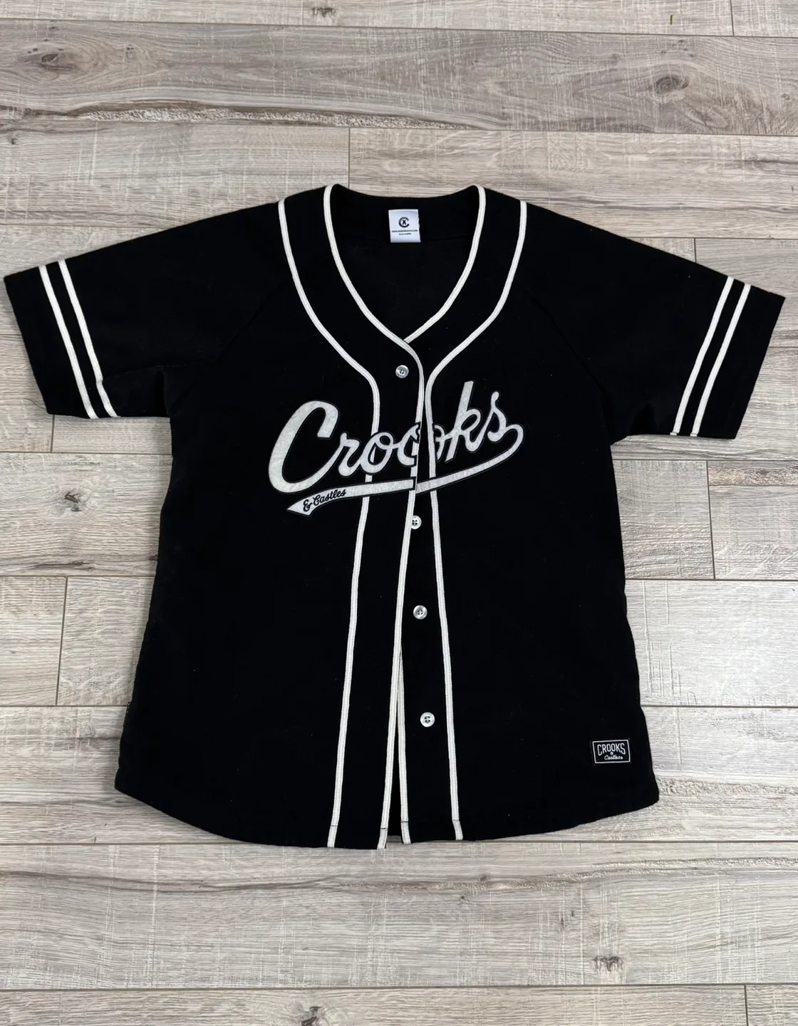 Crooks & Castles Black Baseball Jersey Size Medium thumbnail